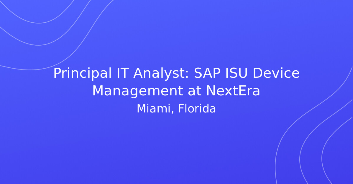Principal IT Analyst: SAP ISU Device Management at NextEra - hirerocket.com
